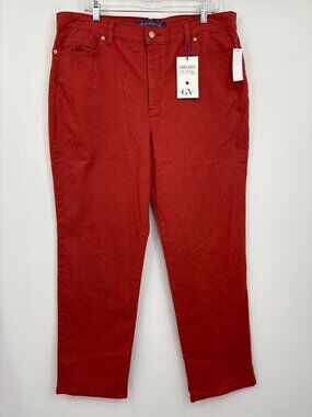 Gloria Vanderbilt Original Slimming Amanda Straight Jean Burnt Orange Sz 18 NEW